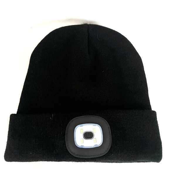 Lighted LED Beanie Cuffed Hat Black USB charge - Picture 4 of 9